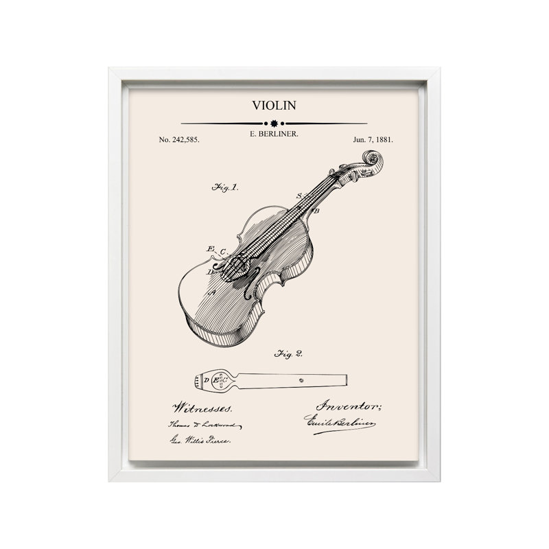 Plan du violon n ° 1, Poster, White Framed, 08"H x 10"W