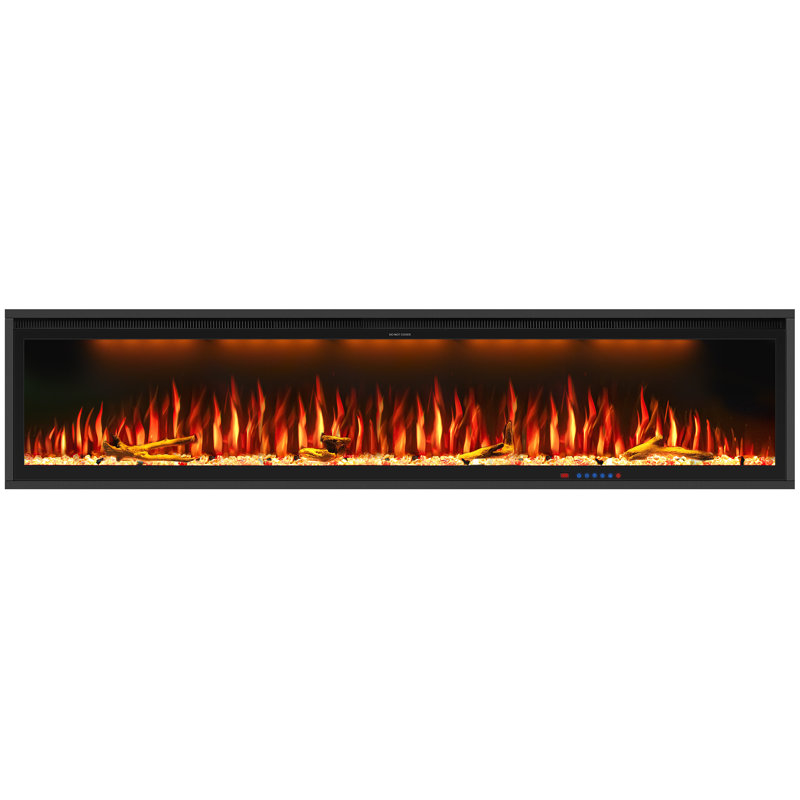 Mattalyn Powder Coated Electric Fireplace Insert with 5120 BTU, 16.87" H x 74" W x 6.31" D