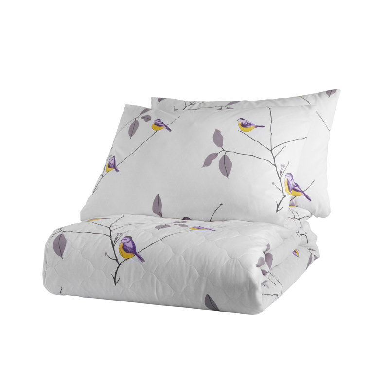 Cotton Floral Bedspread with Pillowcases Included