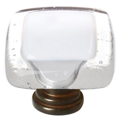 Poignée carrée blanche en verre 1 1 "