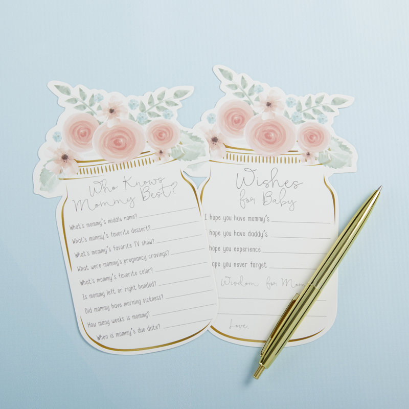 Ensemble de cartes de jeu 150 mason pot de douche à bébé floral