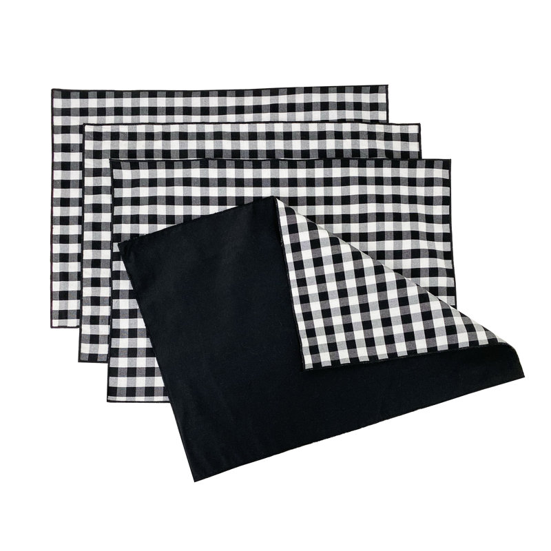 Ensemble de napperons en coton 4 pièces, Noir