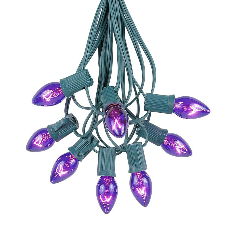 Lampe de noël 25 lumières de chaîne, Mauve, 25, 84"