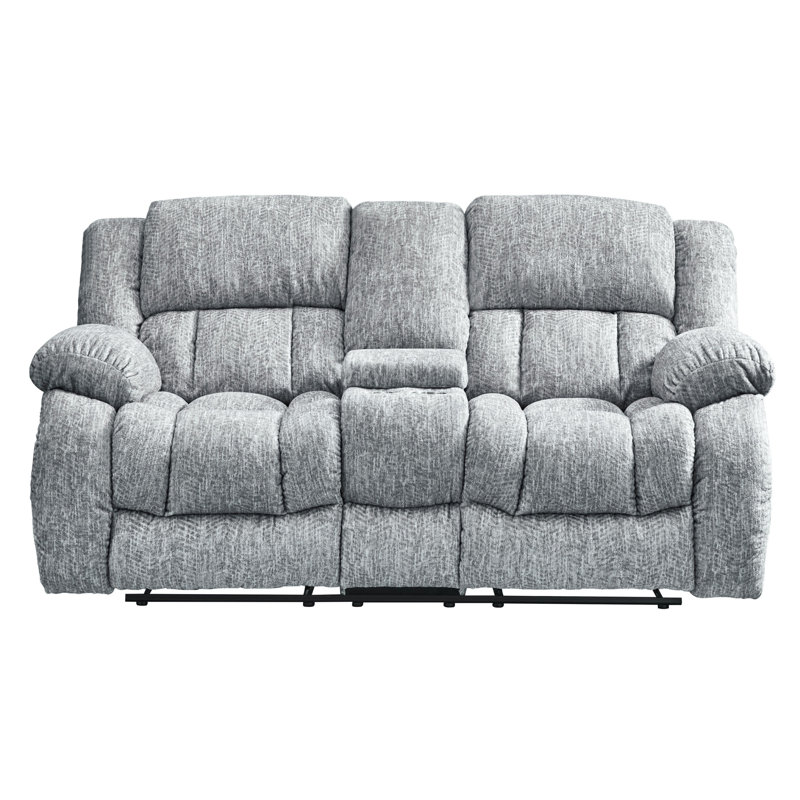 77" Light Gray Manual Reclining Loveseat With Storage