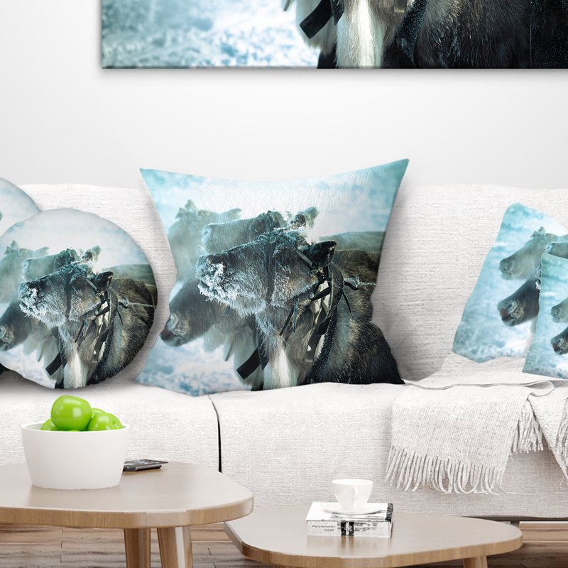 Museau renne dans le givre - oreiller imprimé animal, 16 po x 1 po, Coussin décoratif