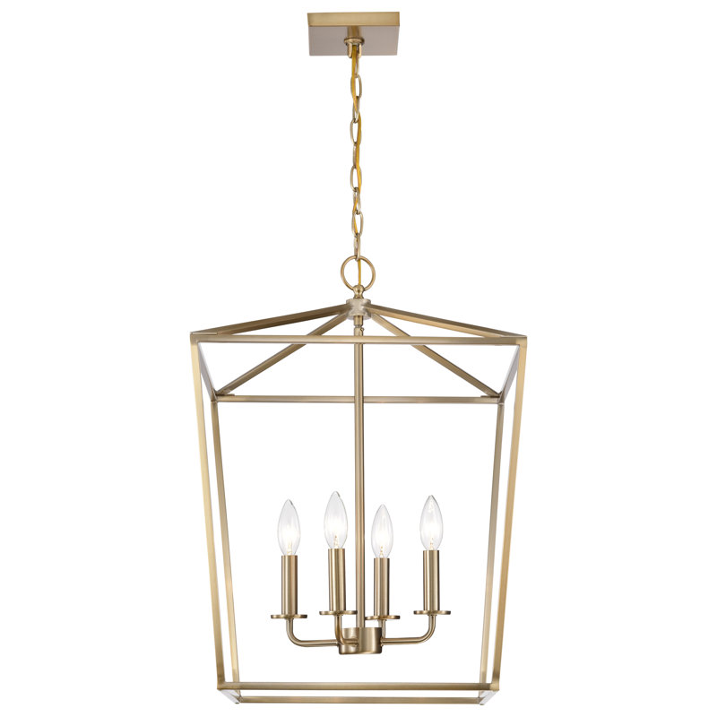 Lustre rectangulaire 4 lumières Azair, Bronze brillant, H 24,13 po x l 17 po x P 17 po