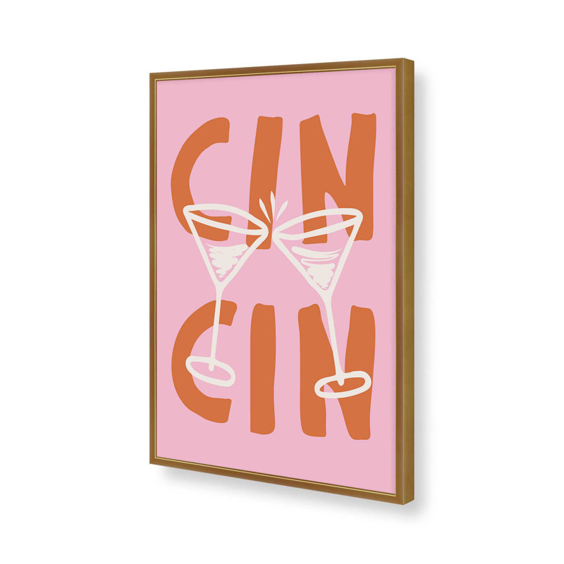 «Cin Cin Cheers Martini Cocktail» par Garima Dhawan, reproduction d'art sur toile, Gold, 24" H x 18" W