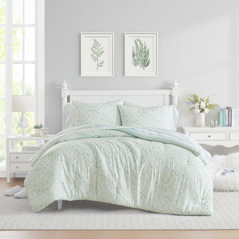 Ensemble d'édredon vert réversible Laura Ashley Quartet, Édredon de très grande taille et 6 pièces suppl