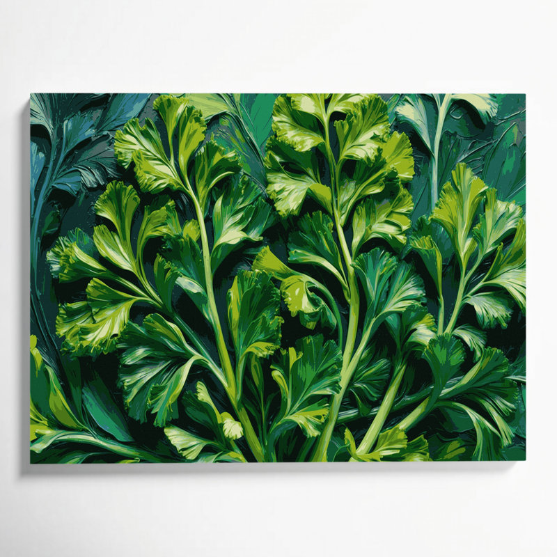 Art mural sur toile botanique vert persil, H 8 po x l 10 po