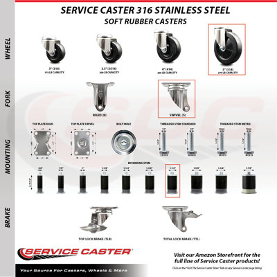 4 Piece Soft Rubber Caster Set
