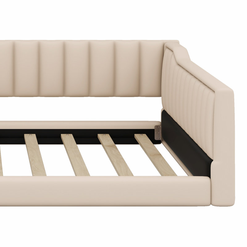 Upholstery Daybed And Side Storage Pocket, Full XL, Beige