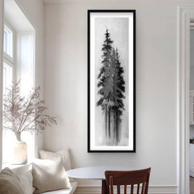 Silhouette of Black and Grey Trees - Framed Matted Print