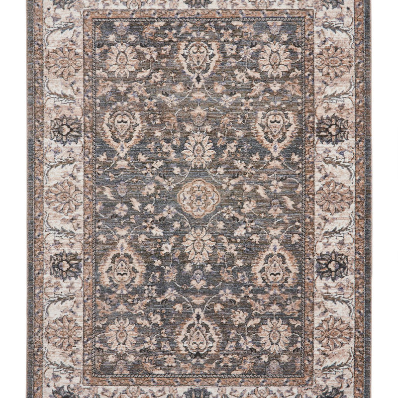 Vintage area rug Machine Woven Runner Green