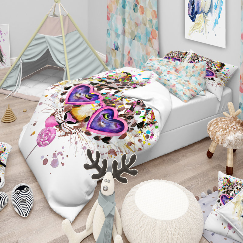 Ensemble de housse de couette tropical, Housse simple + 1 taie décorative