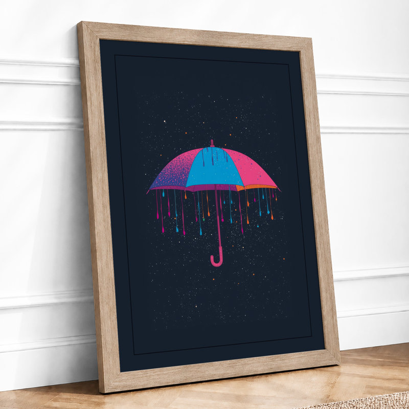 Umbrella in Starlight Modern - Framed Print, A1 - 84.1 x 59.4 cm, Oak