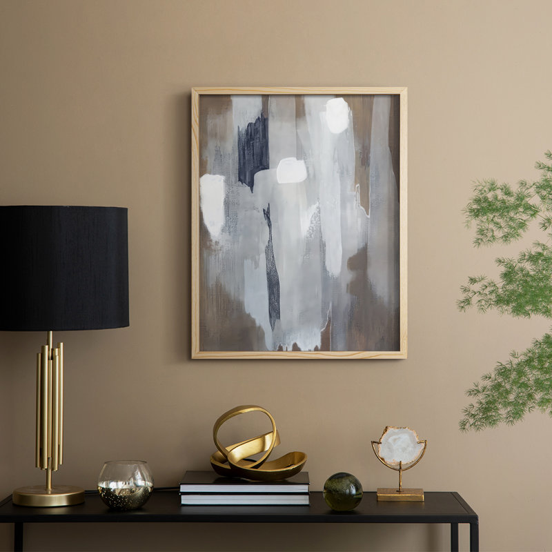 Neige et minéral II, reproduction encadrée - bois massif, Naturel, H 15 po x l 12 po
