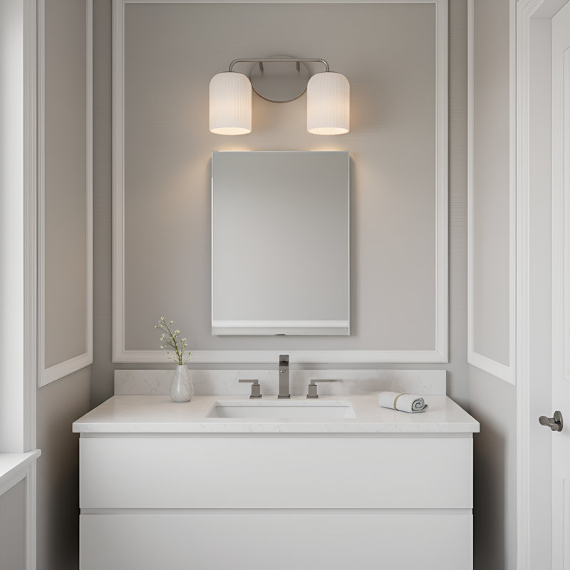 Petit meuble-lavabo Eisele de Génération Éclairage , Deux lumières, H 8,75 po x l 14 po x P 6 po, Nickel brossé