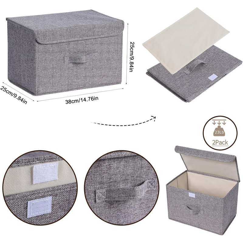 CGSUP Fabric Decorative Bin, Linen Gray