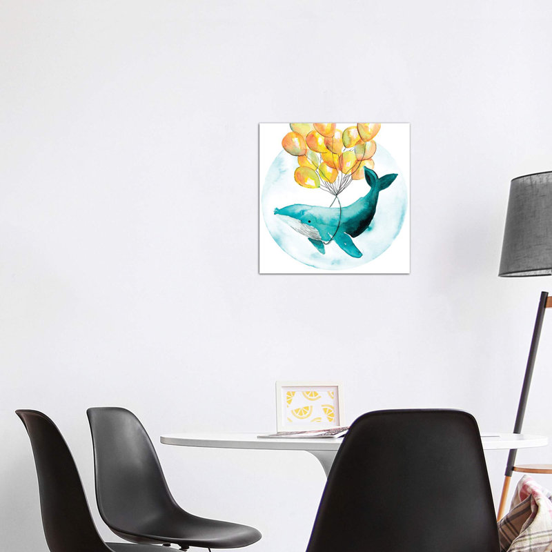 Baleine magique I - impression, Pas de tapis, H 37 po x l 37 po x P 1,5 po, Toile tendue