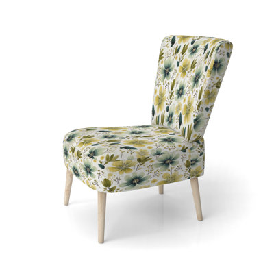 Chaise d'appoint en velours vert et blanc Sereny II - Cottage