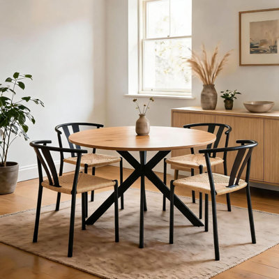 Carrette Round 120cm Dining Table and 4 Chair Set
