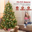  Arbre de Noël artificiel en pin givré pré-éclairé avec pommes de pin, branches à ouverture automatique et support en métal-112575500