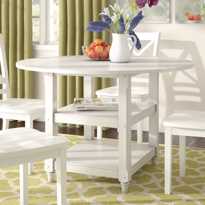 Bristol Point Extendable Round Solid Wood Base Dining Table, White