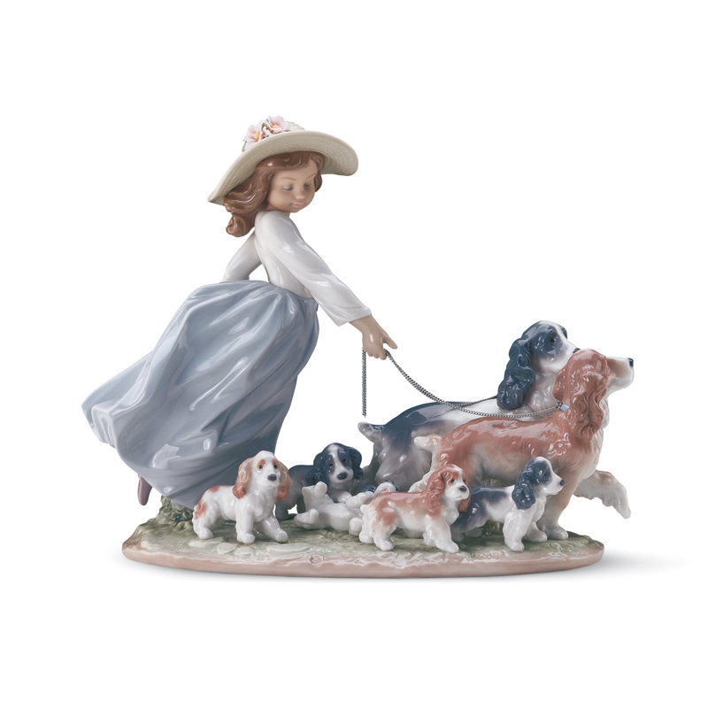 Puppy Parade Girl with Dogs Figurine