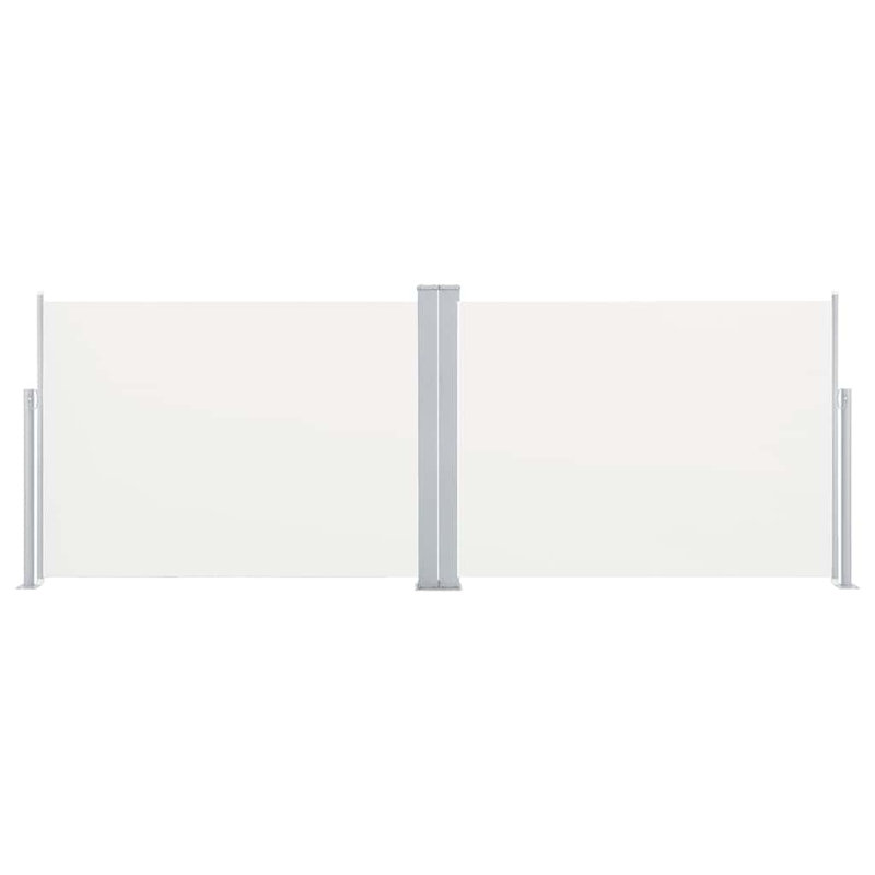 Paravent rétractable avec auvent pliant, Crème, crème, H 63 po x l 472,4 po