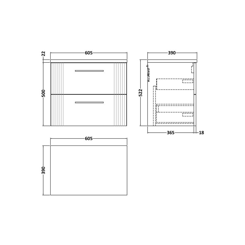 Deco 605cm Single Bathroom Vanity Base Only in Anthracite, Satin Green