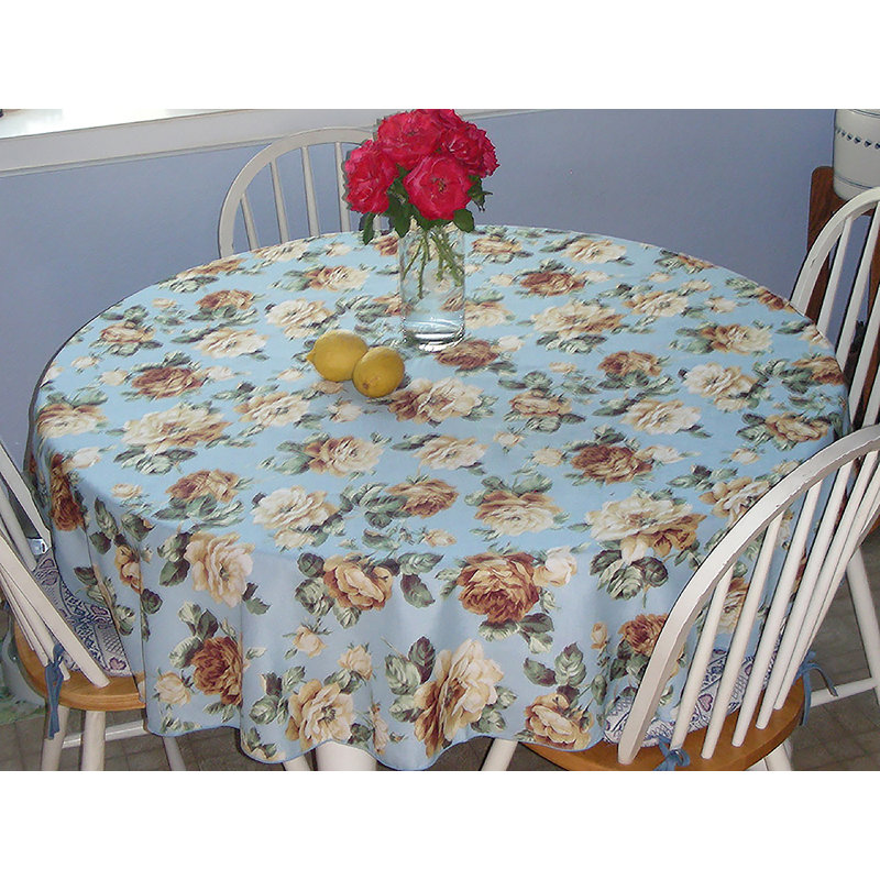 Benner Polyester Premium Quality with Beautiful Print of Roses Floral Tablecloth, 70" W Round