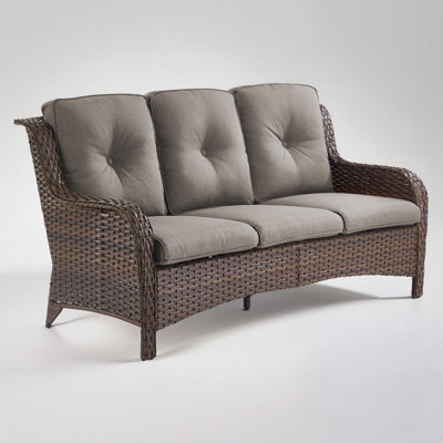 Schutt 72'' Wide Provence Style Wicker Outdoor Patio Sofa With Cushions