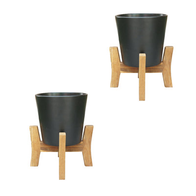 8" Contemporary Planter With Stand, 2-pack
