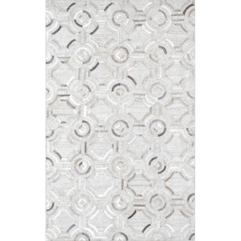 Tapis géométrique argenté géométrique fait à la main 6 pi x 9 pi