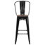 Tabouret de bar ou de comptoir en métal Marian avec dossier et siège en bois Marian-2101696452-2101696429-2127243145
