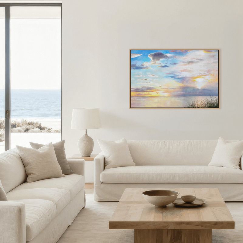 A New Dawn Print by Stefanie Bales, Framed Canvas, 16" H x 24" W x 2.375" D, Gold