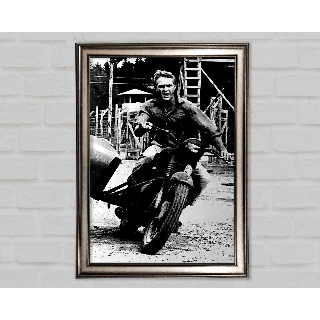 Steve McQueen Motorrad - Einzelner Bilderrahmen Kunstdrucke