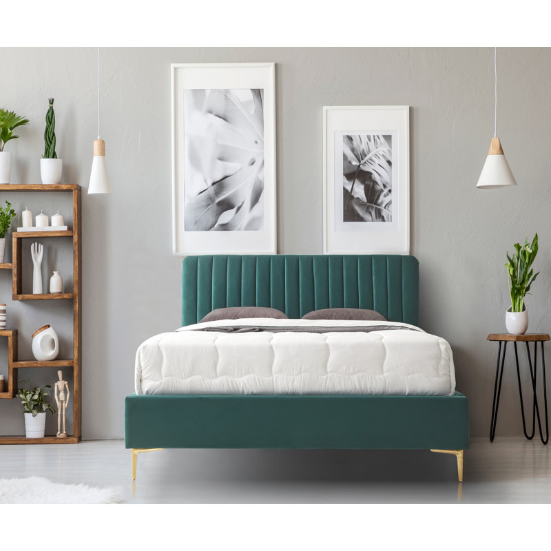 Upholstered Bed, Double (4'6), Green