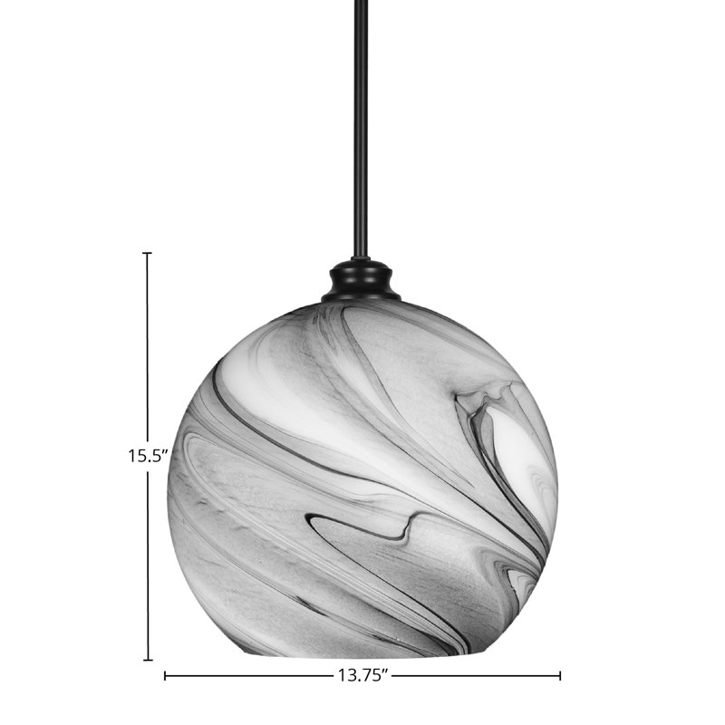 Luminaire suspendu 1 lumière Kimbro, H 13,75 po x l 13,75 po x P 13,75 po, Noir mat