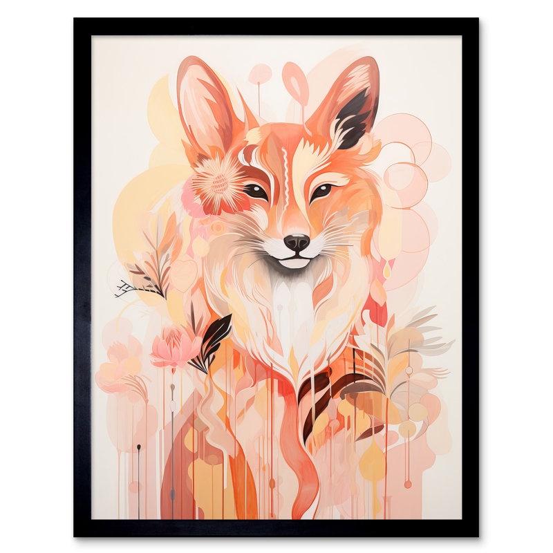 Floral Fox Boho Calm Pastel Abstract Woodland Creature - Single Picture Frame Print