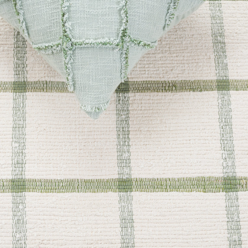 Nuriye Handwoven Recycled Cotton Plaid Rug, Runner 2'3" x 5'