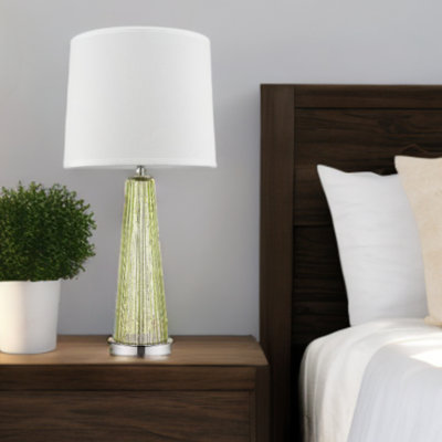 29" Glass Buffet Lamp With Off White Empire Shade