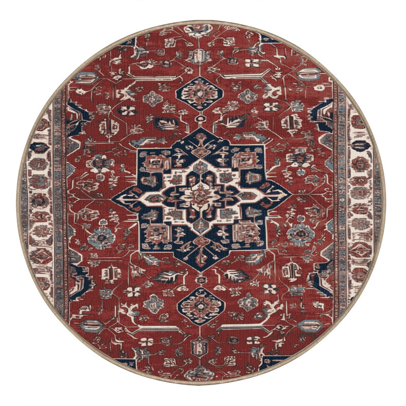 Tapis brun lavable à la machine, Rond 8 pi
