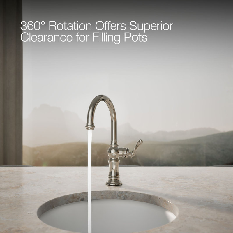 Artifacts® Single-Hole Bar Faucet with Supply Lines, Vibrant Polished Nickel