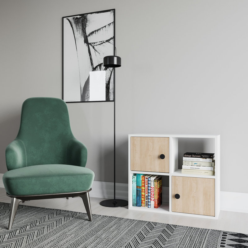 Tuttle 62.6cm H 72cm W Bookcase, White/Oak