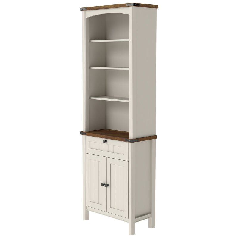 71'' Tall Standard Bookcase With Drawer And Door, White