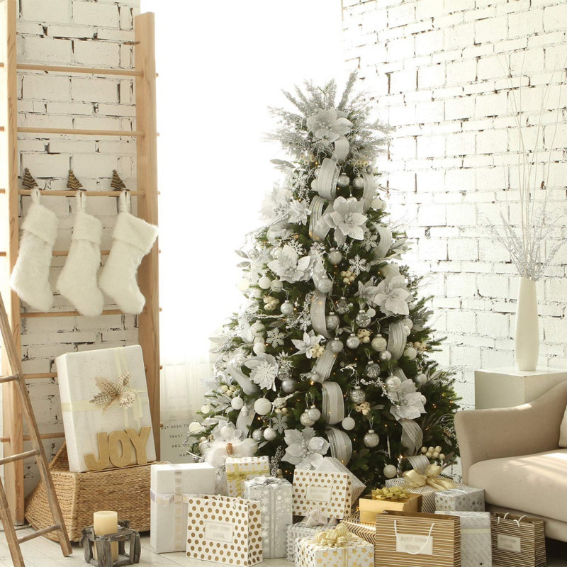 30 pièces de boules de Noël, Blanc