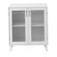 Rangement pour armoire de salle de bain moderne avec 2 portes en verre et tablette réglable blanc