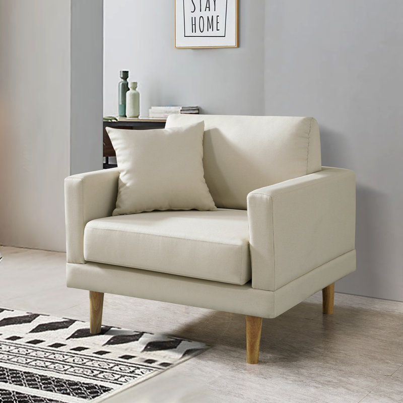 Fauteuil de 34 po de large Murnie, Mélange de polyester beige