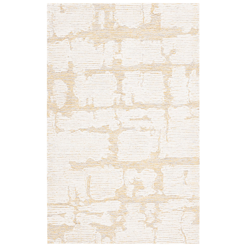 Hand-Tufted Gold and Ivory Wool 8' x 10' Area Rug